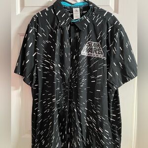 Men's XLarge (XL) Star Wars Saga Hyperspace Lightspeed Black button down shirt.